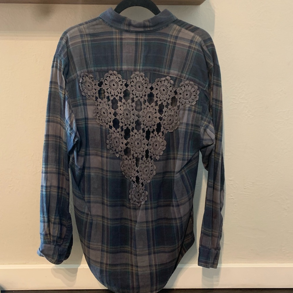 Vintage flannel with lace detail.